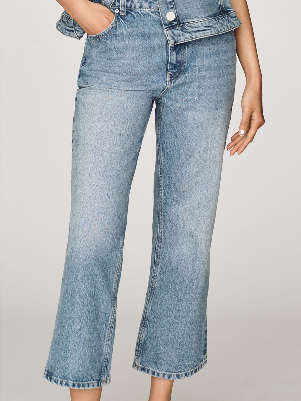 NWT Aligne Women's Light Blue Cropped Wide-Leg Jeans